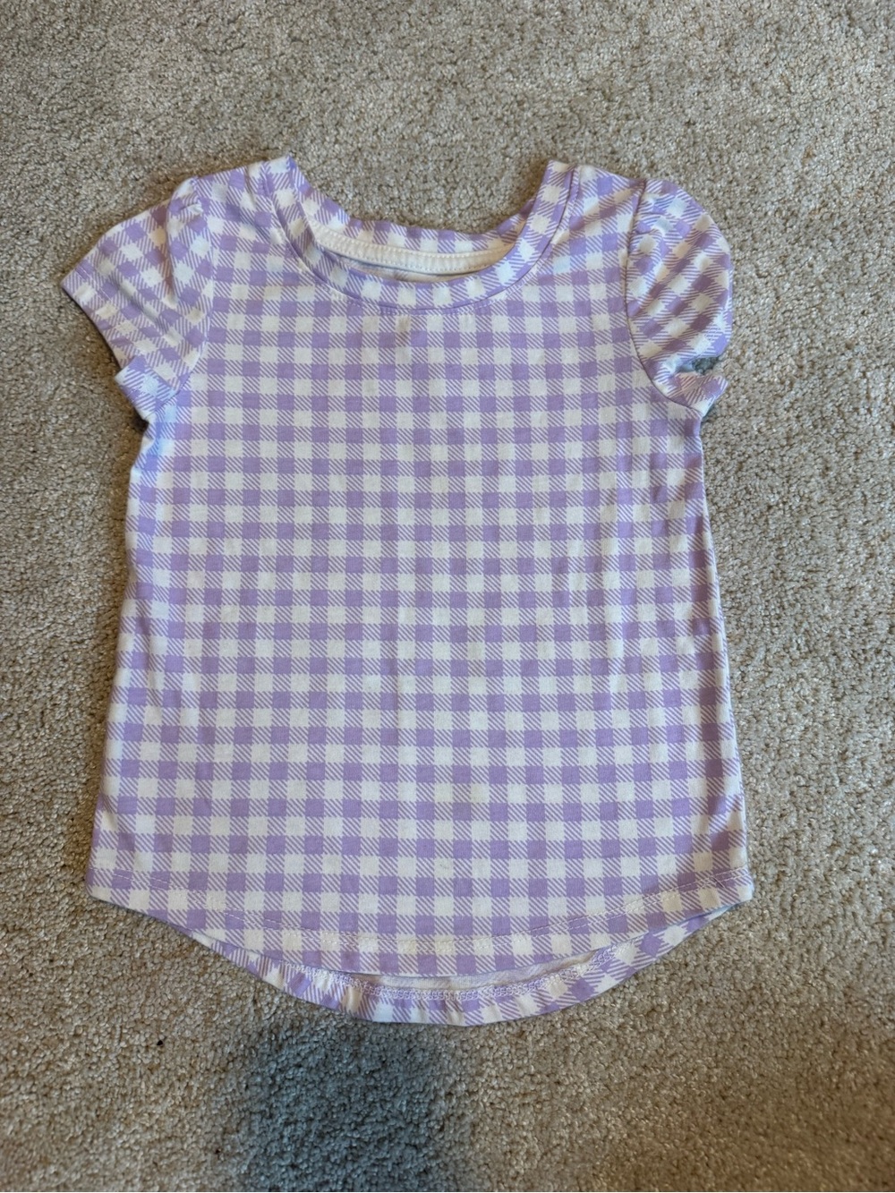 Girls' Lavender Gingham Short Sleeve Top